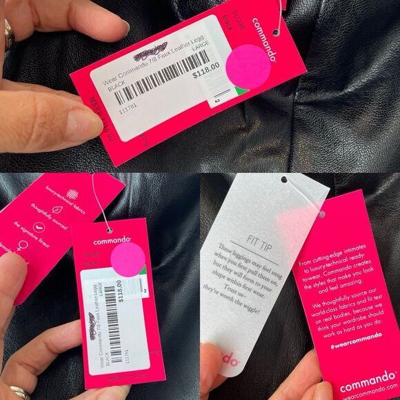 Comando 7/8 Faux Leather Leggings black, size L, NWT. 4 way stretch, raw-cut hem - Picture 9 of 9